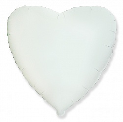 Шар с гелием Сердце, Белый, 46 см